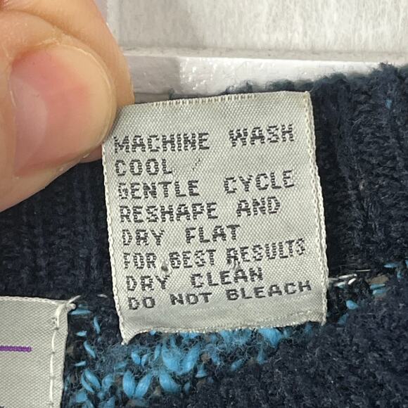 J TODD Vintahe 80s 90s Geometric Stripes Ugly Sweater Leather Panels Oversized - Picture 3 of 5